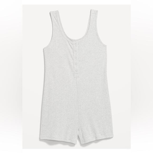 Old Navy light heather gray Knit Henley Romper - Picture 5 of 14